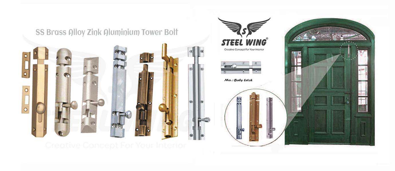 SS Brass Aluminium Door T Bolt - Silver Gold Tower Bolt Manufacturers Rajkot