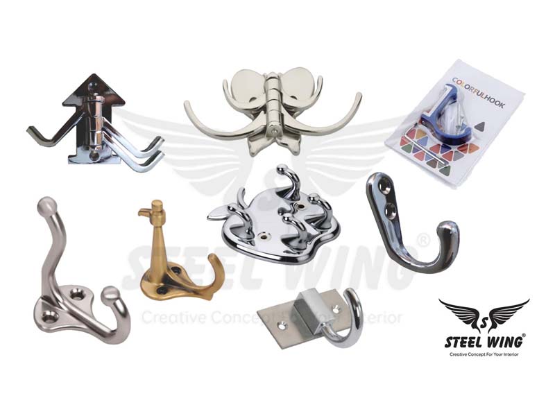 SS Aluminium Wooden Wall Hook Hanger Rack - Robe Hook Hanger Rail Rack Holder Bracket - Silver Gold SS Raund Squar Ovel Long all Type Shape Fitting Wall Hook Hanger Rack Manufacturers Rajkot