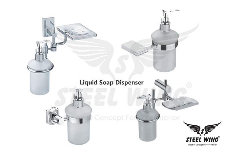  SS Tumbler Holder with Soap Dish - Liquid Soap Dispenser with Holder Wall Mounted Bathroom Fitting Accessories